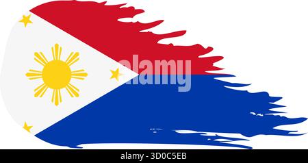 Philippines comet flag wartime fly, grunge brush vector Stock Vector