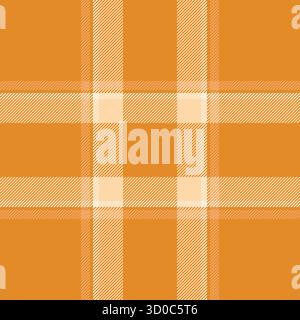 Cosy seamless vector plaid, bold background pattern check. Good texture tartan textile fabric in orange and sandy brown colors palette. Stock Vector