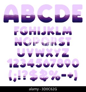 Font, alphabet, letter, number and sign from layers. Isolated vector objects on white background Stock Vector