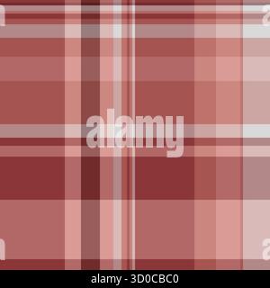 Modern plaid pattern with intersecting lines in shades of red and pink. Use for backgrounds, textiles, or abstract designs. Evokes warmth and comfort. Stock Vector