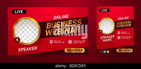 Online Business Webinar Event Banner. Modern template for a live online business conference announcement. Vector illustration. Stock Vector