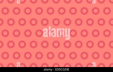 Vibrant coral pink seamless pattern featuring a repeating geometric design of stylized sunbursts. Perfect for textile prints, website backgrounds, or Stock Vector