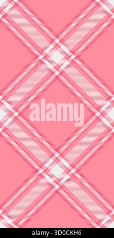 Hippie check plaid texture, present background textile tartan. Overlay fabric pattern vector seamless in red and white colors palette. Stock Vector