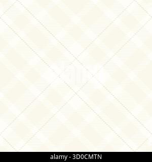 Retro fabric check vector, purity seamless pattern plaid. 40s textile tartan background texture in sea shell and snow colors palette. Stock Vector