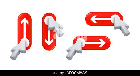 Mouse cursor dragging scrollbar slider 3D UI UX element Stock Vector