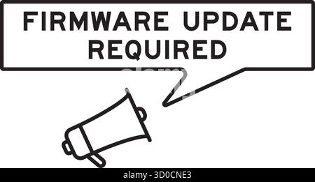 Megaphone icon with speech bubble in word firmware update required on white background Stock Vector