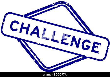Grunge blue challenge word rubber seal stamp on white background Stock Vector