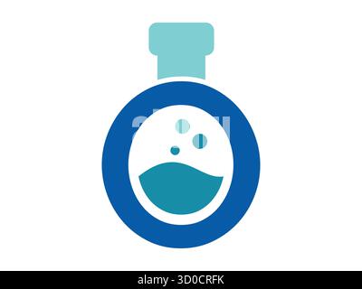 A single laboratory bottle icon in flat vector style. Perfect for science, chemistry, medical, and education projects. Clean, minimal, and editable de Stock Vector