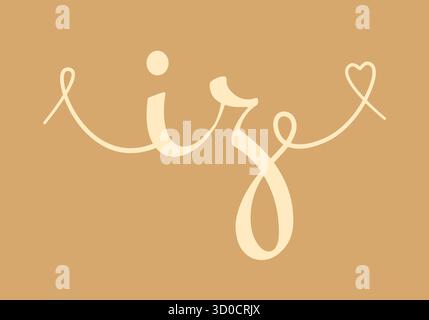 IZ initial wedding monogram calligraphy vector illustration. Hand drawn lettering i and z love logo design for valentines day poster, greeting card, p Stock Vector