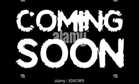 Coming Soon text design in bold distressed style on black background Stock Vector
