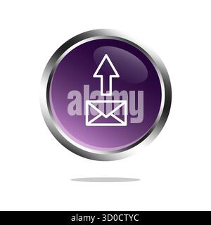 Message send icon. Up arrow Vector symbol. Email mail button. Deep purple glossy. EPS 10. Stock Vector