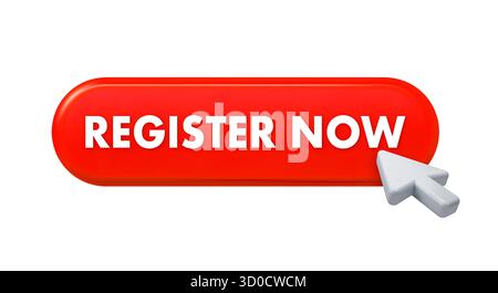 Register now button showing signup cursor clicking Stock Vector