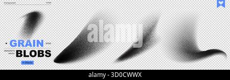 Grain transparent spray pattern brush abstract dot noise background wave gradient paint effect. This set has stochastic dotwork and airbrush gradation Stock Vector