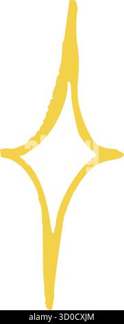Hand drawn yellow crayon chalk star. Playful cozy doodle with soft texture and warm festive mood for holiday designs.. Stock Vector