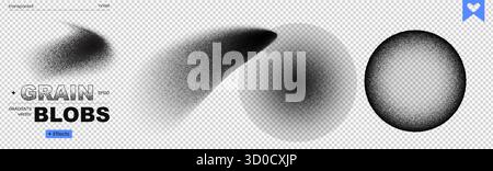 Grain shape brush frame noise dot gradient spray pattern paint abstract background. This set features radial dotwork and rough splash effects with a g Stock Vector
