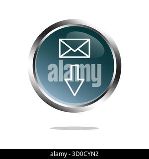 Download email icon. Dark blue gradient. Message receiving symbol. Vector inbox application. Stock Vector