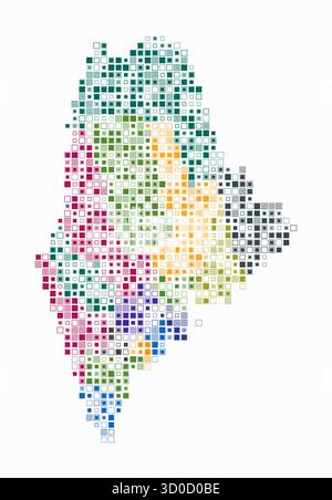Square dots pattern map of Maine. Dotted pixel map with flag isolated ...