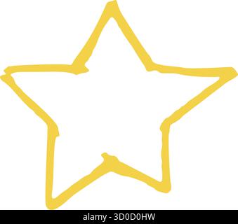 Sketch yellow crayon star drawing. Chalky texture and handmade feel create a warm festive accent for Christmas or winter art.. Stock Vector