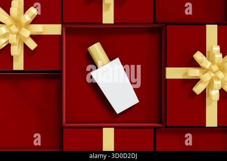 Luxury liquid bottle beauty spray perfume in red velvet gift box present with golden ribbon on lid. Advertising Mockup, 3D Rendering, 3D Illustration. Stock Photo