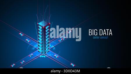 Big Data. Abstract digital futuristic vector illustration on technology background. Data mining and management concept. Hand drawn art. Stock Vector