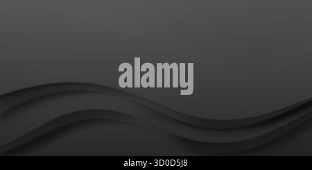 Dark, wavy, abstract design on a dark grey background, minimalist style, subtle gradient effect. Stock Vector
