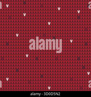 Seamless knitted fabric pattern. Cozy, festive red background imitating knitted texture. Print for wallpaper, paper, fabric, textiles, vector graphics Stock Vector
