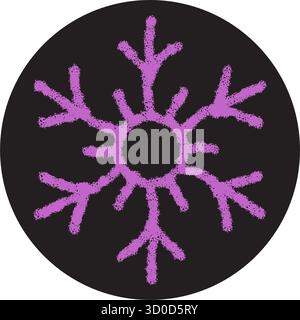 Chalk Snow Flake Sticker Circle Badge Stock Vector