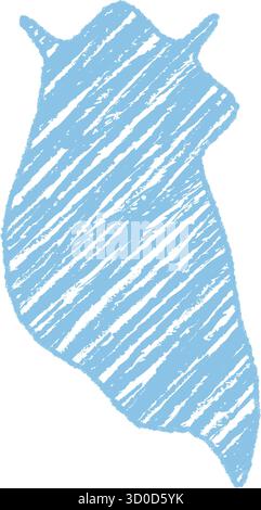 Blue Crayon Diagonal Squiggle Speech Bubble Stock Vector