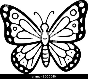 butterfly icon doodle hand drawn. Outline line drawing clipart symbol. Vector illustration. Stock Vector
