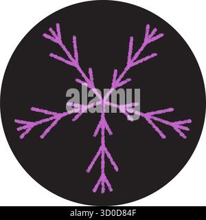 Chalk Snow Flake Round Holiday Label Stock Vector