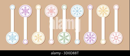 Crayon Snowflake Sticker Label Set Stock Vector