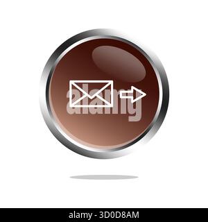 Forward email icon. Shiny brown surface. Message movement symbol. Vector transaction sign. Stock Vector