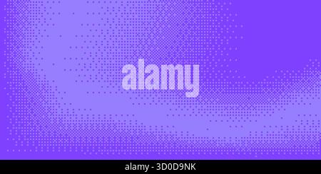 Purple checkered halftone pattern with smooth pixel gradient gradation from light violet to deep purple colors. Abstract digital texture background. Modern square dotted overlay composition. Stock Vector
