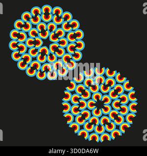 Abstract mandala illustration. Ornate circular shapes. Intricate colorful patterns. Vector art graphic. EPS 10. Stock Vector