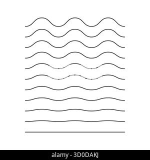 Wavy and zigzag horizontal underline. Vector waves line collection. Set of wavy lines. Wave ornament pattern. Wave thin line background.  Stock Vector