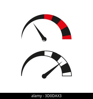Speedometer icon set. Tachometer measurement symbol. Car dashboard sign. Vector velocity illustration. EPS 10. Stock Vector