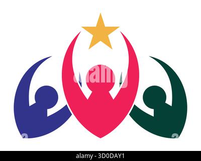 A minimalist vector icon of a person reaching for the stars, symbolizing ambition, success, motivation, hope, and achievement. Perfect for business, e Stock Vector