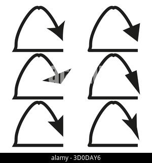 Arc arrow icons. Half circle symbol. Directional navigation Vector. Curved motion element. EPS 10. Stock Vector