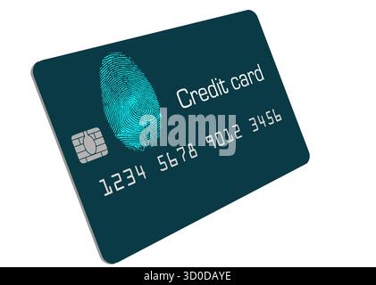 This is a version of a fingerprint identification credit card which could become the future of card security. This is a 3-d  illustration. Stock Vector