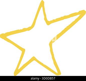 Soft yellow crayon star drawing. Hand drawn doodle with natural chalk texture and cozy holiday glow, ideal for warm festive projects.. Stock Vector