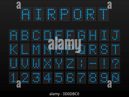 Airport departures board display dot matrix font Stock Vector