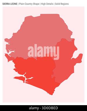 Sierra Leone plain country map. High Details. Solid Regions style. Shape of Sierra Leone. Vector illustration. Stock Vector