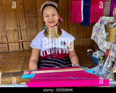 Kayan (ethnic minority) woman also called longneck wearing gold rings ...