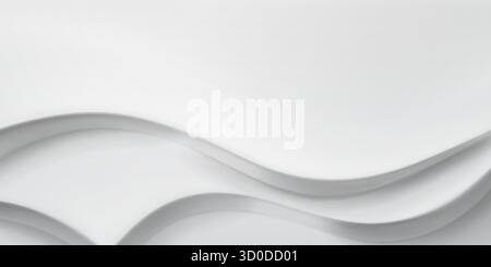 Smooth, flowing white curves on a plain white surface, creating a minimalist design. Stock Vector