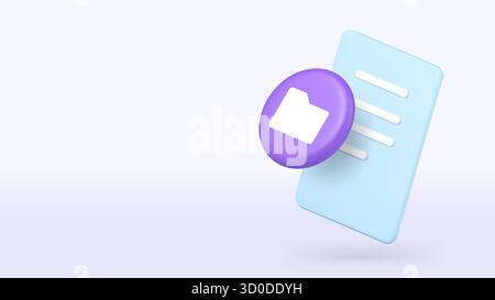 File folder document information archive storage 3d icon banner copy space vector illustration. Database administration efficient organization managem Stock Vector