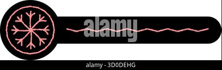 Pink Snowflake Label With Black Outline Stock Vector