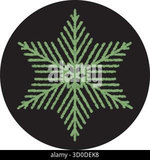 Crayon Snow Flake Circle Sticker Icon Stock Vector