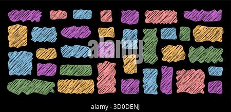 Colorful Chalk Scribble Cloud Frame Set Stock Vector