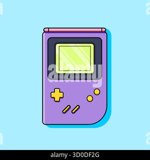 Retro Purple Handheld Gaming Console Vector Illustration Cartoon Design Stock Vector
