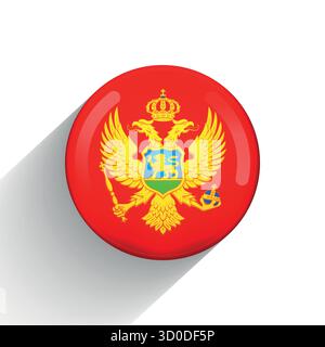 Glass light ball with flag of Montenegro. Round sphere, template icon. Montenegrin national symbol. Glossy realistic ball, 3D abstract vector Stock Vector